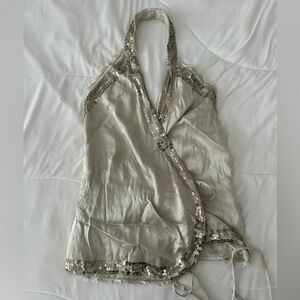 Silver Sequin MaxMara halter top